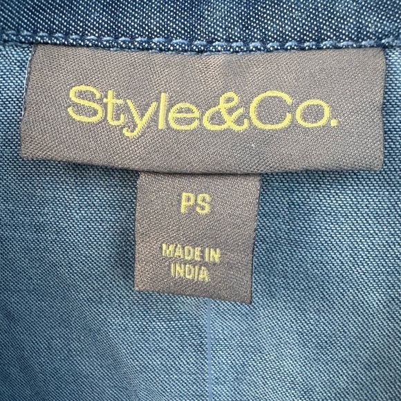 Style & Co. Women's Chambray Tiered Button Down Shirt - Picture 6 of 9